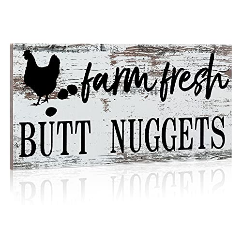 Farm Fresh Chicken Wall Decor Chicken Coop Accessories Chicken Coop Sign Rustic Hen House Decoration Farmhouse Wooden Wall Decoration for Home Kitchen Decoration (Retro Color)