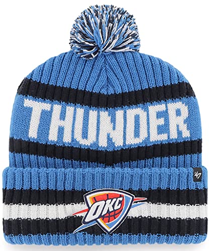 47 NBA Unisex-Adult Team Color Officially Licensed Primary Logo Bering Sport Knit Cuffed Pom Beanie Cold Weather Hat - Oklahoma City Thunder Blue