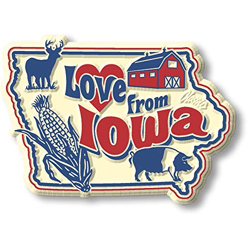 Love from Iowa Vintage State Magnet by Classic Magnets, Collectible Souvenirs Made in The USA, 2.8' x 2'