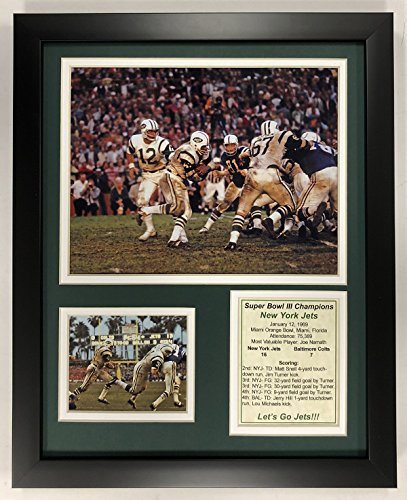 Legends Never Die NFL 1968 New York Jets Super Bowl III Champions Framed Double Matted Photos, 12' x 15'