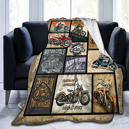 Motorcycle Gifts for Men and Women Throw Blanket for Couch Sofa Bed Plush Throw Fleece Blanket Soft Cozy Bedding for Kids and Adults Bedroom 50x40 Inch