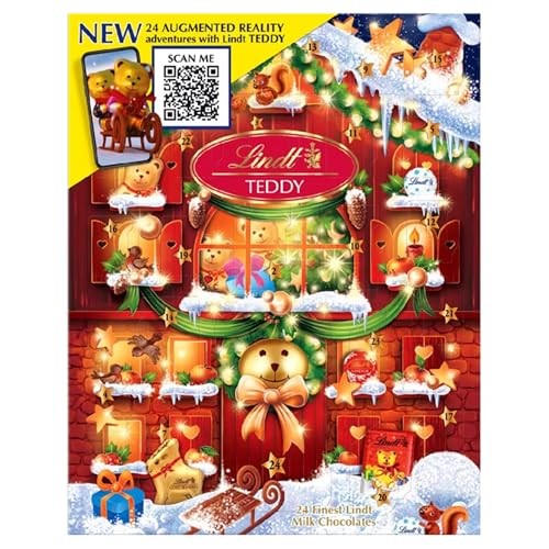 Lindt Bear & Friends Advent Calendar, 24 Fine Milk and White Chocolates, 250g