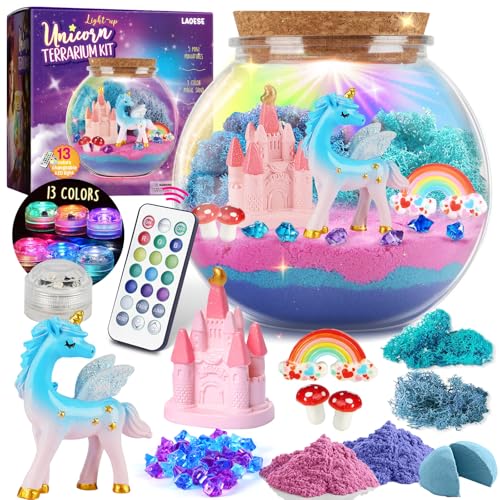 Unicorns Gifts for Girls - Unicorns Terrarium Kit for Kids - Birthday Gift for Girls Ages 4 5 6 7 8-12 Year Old - DIY Unicorns Toys for Girls - Arts and Crafts Kit for Kids - Best Girls Presents Stuff