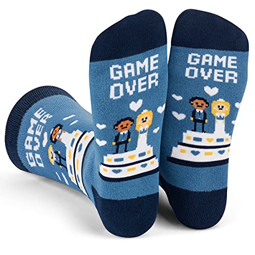 Lavley Funny Wedding Socks For Men and Women - Gifts For Groom, Groomsmen, Bride, Bridesmaids and Wedding Party (Game Over)