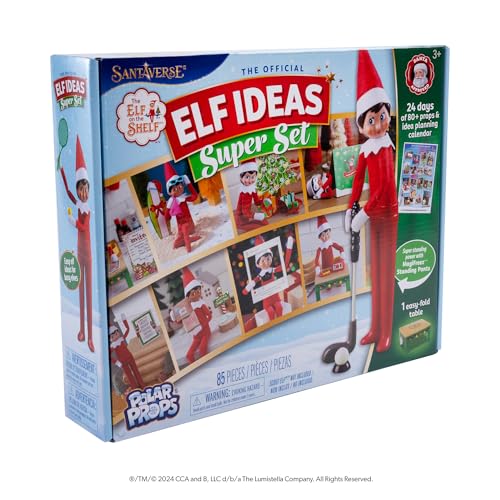 The Elf on the Shelf 24-Day Super Set Official The Elf on the Shelf Ideas for 24 Days of Elf Magic - 80+ Props, MagiFreez Standing Pants and Calendar - for Ages 3 Years and Up Scout Elf Not Included