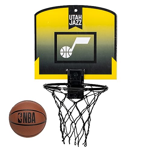 Franklin Sports NBA Utah Jazz Mini Over The Door Basketball Hoop - Kids Indoor Mini Basketball Hoop with Basketball - NBA Fan Shop Mini Hoop for Bedroom + Office - Over The Door Mini Hoop Set