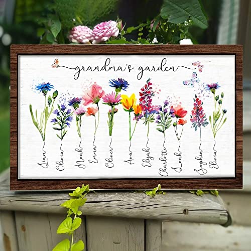 Personalized Grandma's Garden Frame Sign With Grandchildren Names and Birth Flower For Mother's Day Gift, Grandma Gifts, Personalized Mother's Day Gift, Custom Grandmas Garden Sign (Style 1)