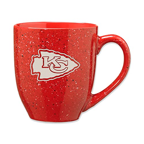 Rico Industries NFL Football Kansas City Chiefs Primary 16 oz Team Color Laser Engraved Ceramic Coffee Mug