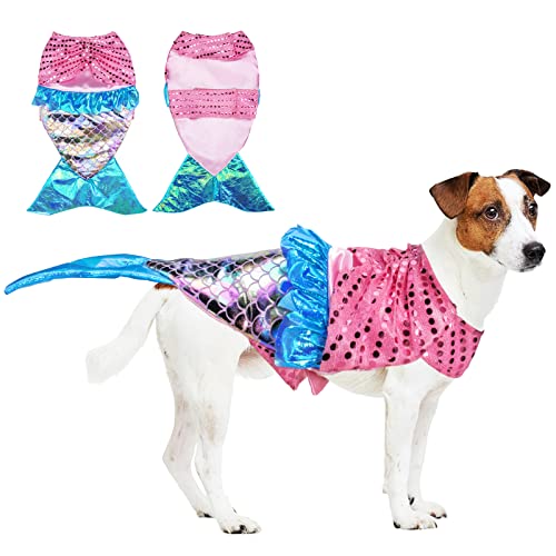 Mermaid Dog Costume Dog Halloween Costume, Funny Dog Halloween Costumes Shiny Dog Mermaid Costume Dog Costumes for Small Medium Dogs, Dog Cosplay Costume for Halloween Christmas Birthday Party