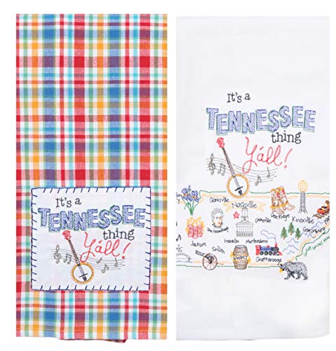 Kay Dee Designs Tennessee Map Home State & Souvenir Embroidered Dish Towels, Bundle Set of 2 State of Tennessee Kitchen Towels