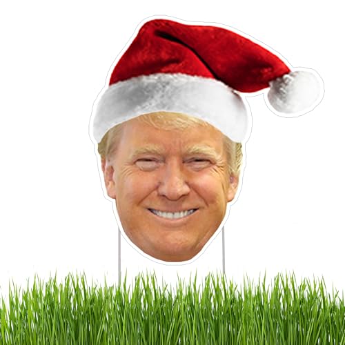 Funny Trump Santa Hat Cut Out JD Vance 2024 Yard Sign With H Stake For President Donald Trump Republican Conservative Christmas