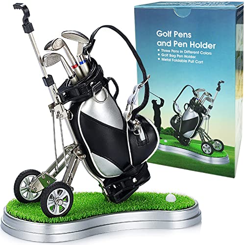 Jishi Golf Gifts for Men, Stocking Stuffers for Adults Men, White Elephant Gifts for Adults Golfers Dad Him Coworkers Boss Christmas Birthday, Funny Golf Pen Holder Desk Accessories Home Office Decor