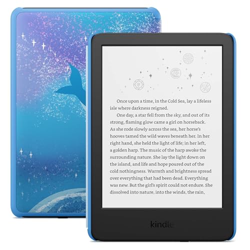 New Amazon Kindle Kids (16 GB) - If it breaks, we will replace it, includes ad-free books and cover, with glare-free display, faster page turns - Space Whale