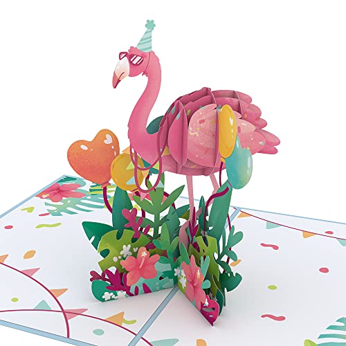 Lovepop Happy Birthday Pop-Up Card for Her and Him- 3D Birthday Animal Greeting Cards for Boys, Girls, Men, Women - Flamazing Birthday - 5' x 7' Flamango Card - Blank Note Card & Envelope Included