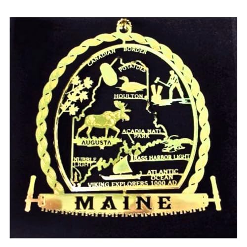 Maine State Brass Christmas Ornament Souvenir Gift