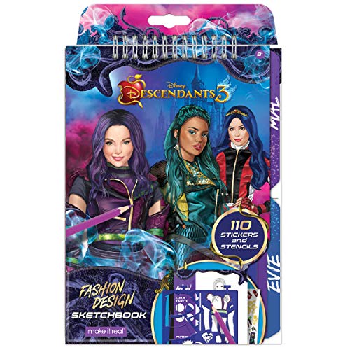 Disney Descendants 3 Fashion Design Sketchbook for Girls - Create Outfits with Evie & More, Includes Stencils, Stickers, Design Guide - Gift for Kids Ages 6+, Develops Real-World Skills Make it Real