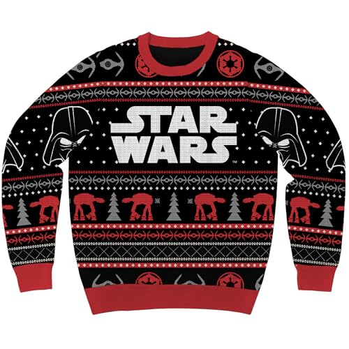 Star Wars Darth Vader Empire Logos Holiday Christmas Sweater Licensed (Large) Black