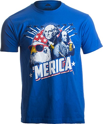 Ann Arbor T-shirt Co. Merica | Epic USA Patriotic American Party Patriot Unisex T-Shirt Men Women-Adult, XL Royal Blue