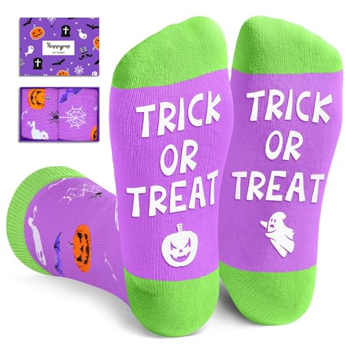 HAPPYPOP Halloween Gifts Women Men Pumpkin Socks - Halloween Socks Pumpkin Spooky Socks, Trick Or Treat