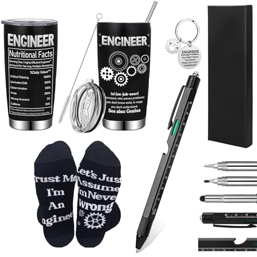 Panitay Engineer Gifts Set for Men Includes 9 in 1 Multi Tool Pen 20 oz Engineer Tumbler Keychain Socks Gadgets Thanksgiving Christmas Birthday Retirement Gifts for Mechanical Electrical Engineers