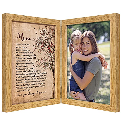 kullder Mom Gift From Daughter Son for Christmas, Birthday, Mother's Day Poem in Frame Personalized Picture Frame for mom Double 5x7 Hinged Photo Frame Gifts for Best Mom