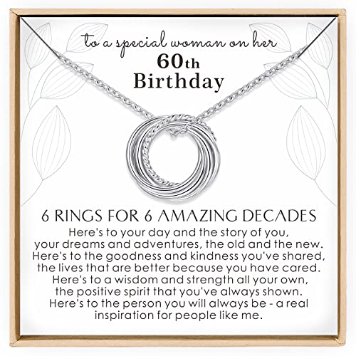 Annamate 60th Birthday Gifts for Women 925 Sterling Silver 6 Circles Necklace For Her Six Decade Jewelry 60 Years Old Birthday Gifts