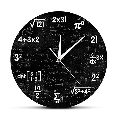 The Geeky Days Math Equations and Notations Mathematics Chalkboard Geek Battery Operated Wall Clock Silent Non-Ticking Quartz Clock Educational Gifts for Kids Teachers School Classroom Decor,12inches