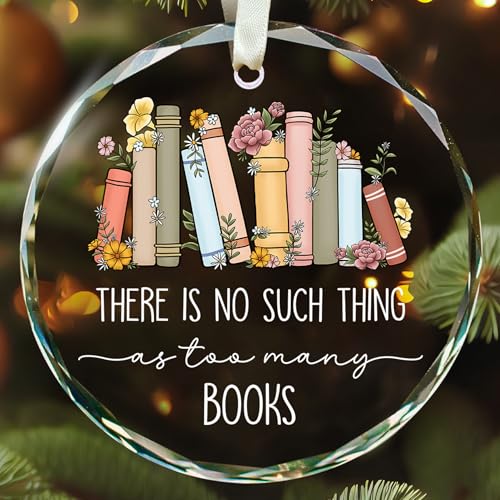 Book Lovers Gifts - Gifts for Book Lovers - Gifts for Book Lovers Women, Men - Book Club Gifts, Bookworms Gifts - Book Tree, Librarian, Reader Ornament - Book Lover Christmas Ornament - Glass Ornament