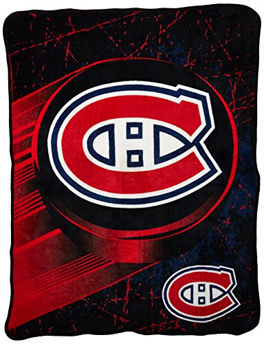 Northwest NHL Montreal Canadiens Unisex-Adult Micro Raschel Throw Blanket, 46' x 60', Ice Dash