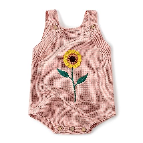 Simplee kids Baby Girls Sunflower Knit Rompers Pink Knit Clothes for Newborn Baby Girls