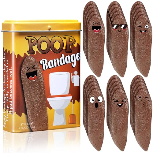 Nuanchu 30pcs Funny Bandages Poop Shaped Self Adhesive Bandages Waterproof Bandages Weird Stuff Funny Gag Gifts Bandages White Elephant Gift for Christmas Hallowen Gifts Kids Adults