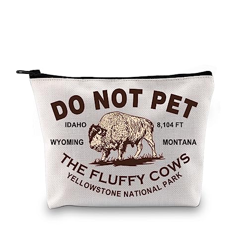 American Bison Buffalo Gift Buffalo Wyoming Souvenir Gift Do Not Pet the Fluffy Cows Buffalo Quote Makeup Bag (WYOMING MONTANA Bag)