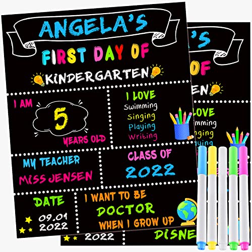 14 Pack First Day and Last Day of School Board Signs- Include 5 Markers - 12' x 10' Back to School Chalkboard Sign for Kids, Double Sided First 1st Day Photo Prop Sign for Preschool/Kindergarten