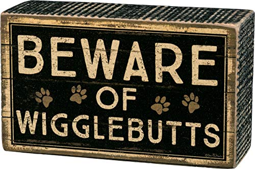 Primitives by Kathy Beware of Wigglebutts Rustic Home Décor Sign 5' x 3',Black