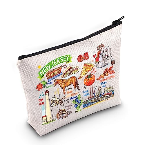 PWHAOO New Jersey State Souvenirs Gift New Jersey Makeup Bag New Jersey Home Cosmetic Bag New Jersey Tourism Gift New Jersey Vacation Gift (New Jersey M)