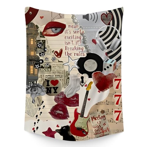 FADALO Downtown Girl Y2k Tapestry,Girly Collage Pictures Tapestry,Vintage Aesthetic Decorative Tapestry for Women Girls Wall Hanging for Living Room Bedroom Dorm,51x59Inches