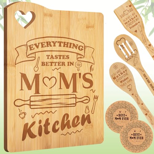 Gifts for Mom, Birthday Gifts for Mom, Personalized Engraved Cutting Board Gifts for Mother, Mom Gifts from Daughter Son, Mother's Day Gifts for Moms, Best Mom Ever Gifts, Kitchen Presents