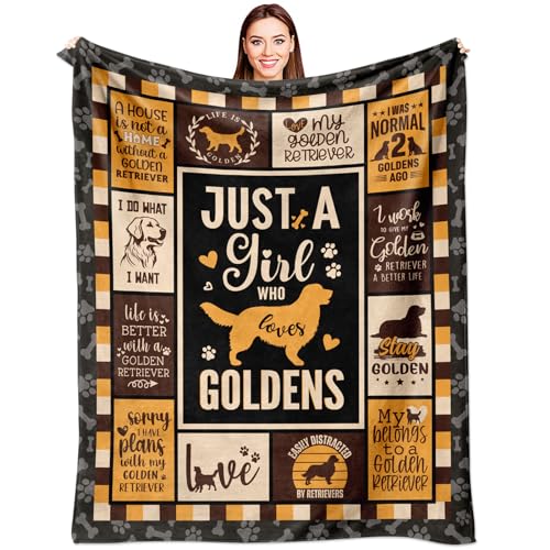 HSEFURNI Golden Retriever Blanket - Golden Retriever Gifts - Golden Retriever Gifts for Women - Best Gifts for Golden Retriever Lovers - Golden Retriever Decor Throw Blanket 60' x 50'