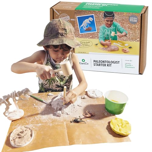 KiwiCo Dinosaur Fossil Dig Kit for Kids Age 6+ | Excavate & Build Dinosaur Skeleton, Make Fossil Impressions | STEM Paleontology Science Kit with Dinosaur Facts Poster