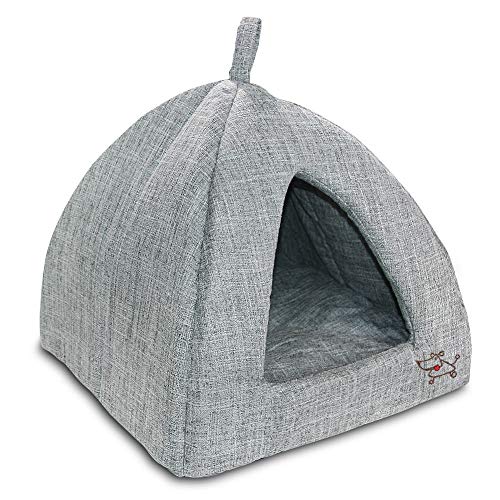 Pet Tent - Soft Bed for Dog and Cat by Best Pet Supplies - Gray Linen, 19' x 19' x H:19'