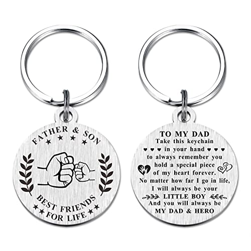 BAZLJY Fathers Day Dad Gifts from Son - Keychain for Dad - Best Dad Ever Key Chain - I'll Always Be Your Little Boy Keyring