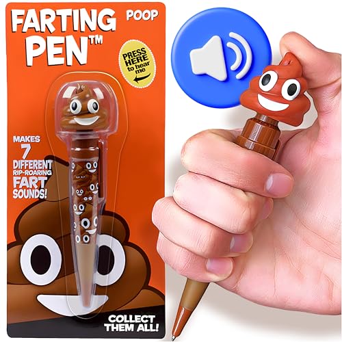 Farting Poop Pen Makes 7 Funny Fart Sounds - Perfect Stocking Stuffers for Kids, Teens & Boys - This Poop Pen Makes Funny Gifts for the Entire Family - Great Fart Pen Gag Gifts with Big Laughs