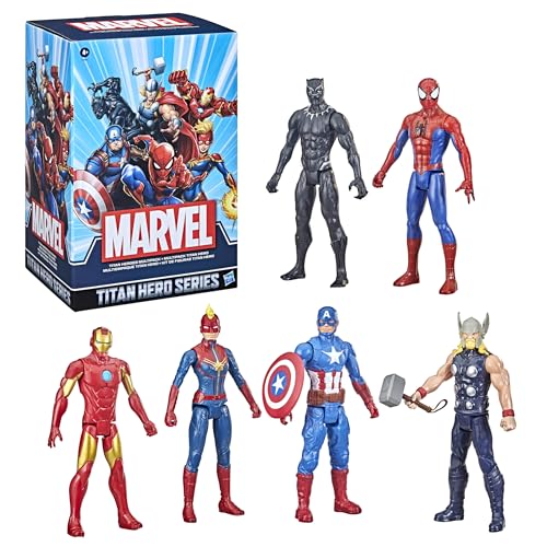 Marvel Titan Hero Series Action Figure Multipack, 6 Action Figures, 12-Inch Toys, Inspired By Marvel Comics, For Kids Ages 4 And Up (Amazon Exclusive)