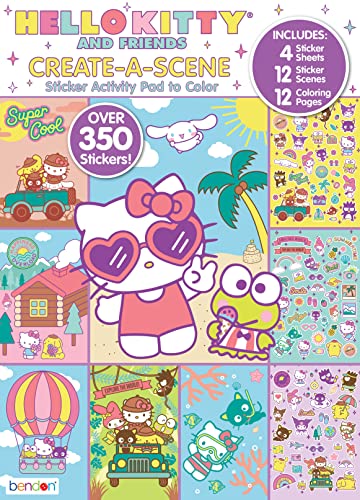 Bendon Hello Kitty and Friends Create a Scene Over 350 Stickers, Activity Pad to Color