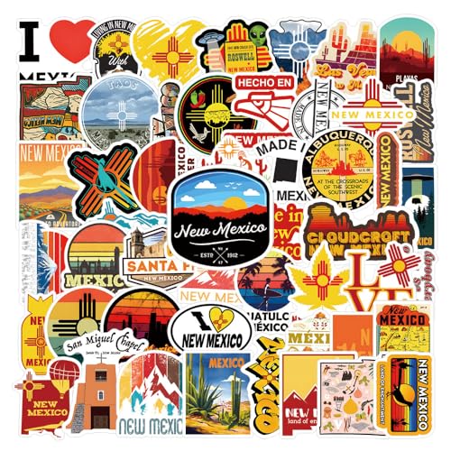 61Pcs New Mexico Stickers Pack, Aesthetic Vinyl Waterproof Sticker Decals for Water Bottle,Laptop,Phone,Skateboard,Scrapbooking,Bumper Choice for Teens Adults Fans for Party Supply