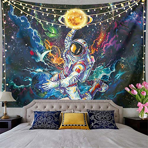 Trippy Astronaut Tapestry Blacklight Space Tapestry Posters For College Dorm,Cool Spaceman On Fantasy Universe Planets Galaxy Sky Tapestry Mens Guys Poster Tapestries For Bedroom Cool Room Decor.