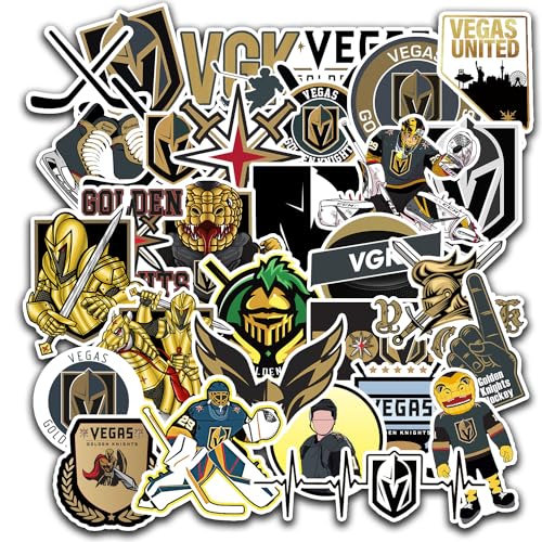 30 PCS Vegas American Golden Knights Hockey Stickers for Water Bottle, Laptop, Bicycle, Computer, Motorcycle, Travel Case, Car Decal Decoration Sticker