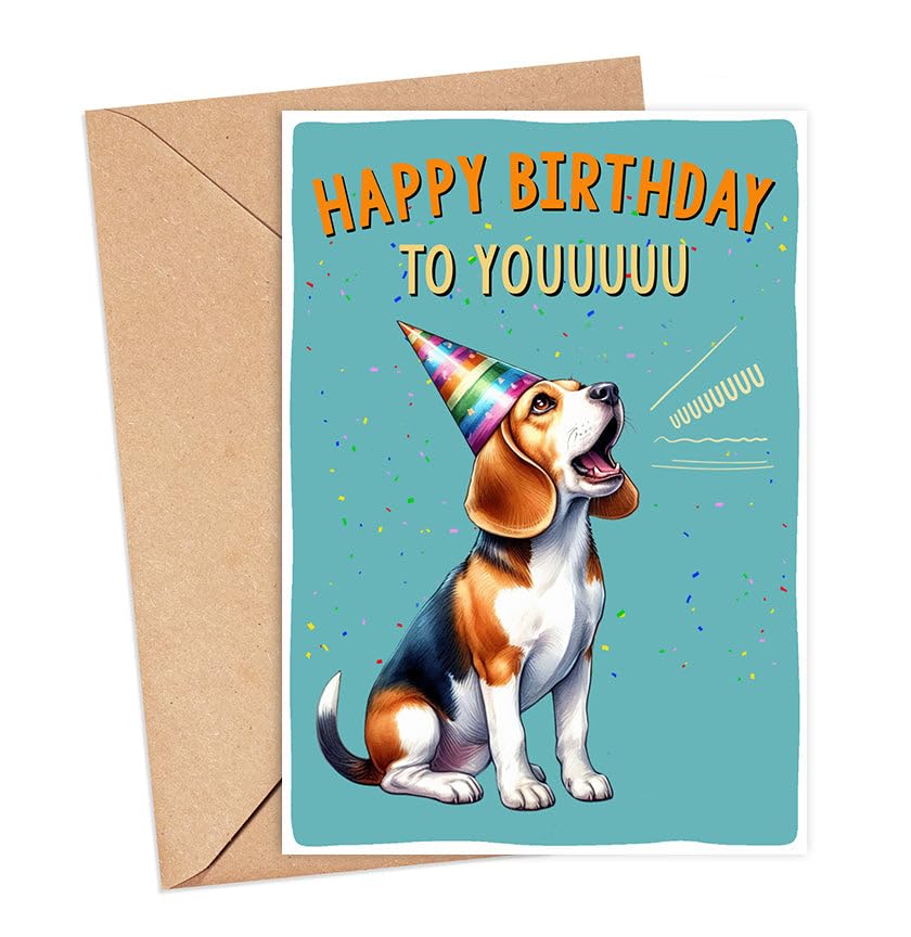 GreenStar Gifts Beagle Dog Card - Birthday Card For Dog Owner - Funny Beagle Dog Birthday Card - Gift For Beagle Dog Lovers - Gift For Dog Moms - Dog Dads - Happy Birthday To Youuuu