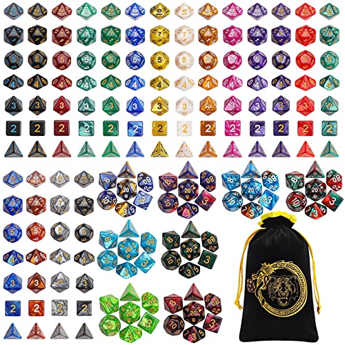 CiaraQ DND Dice Sets - 26 X 7 Polyhedral Dice (182pcs) with a Large Drawstring Bag Great for Dungeons and Dragons, Role Playing Table Game.