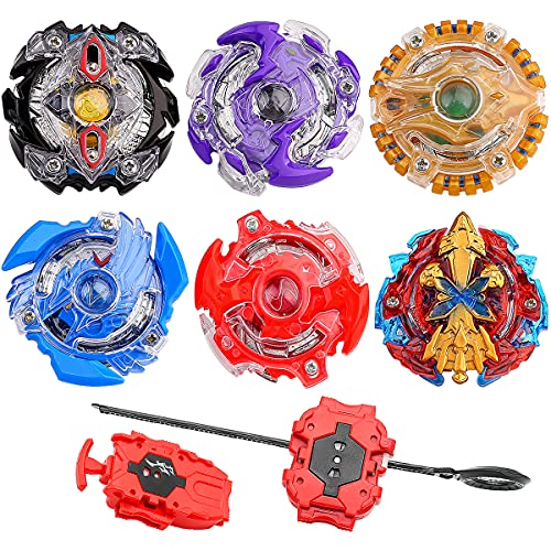 Esste Burst Battle Metal Fusion Evolution Attack Set with 2 Launchers, 6 Battling Game Top Toy for Kids